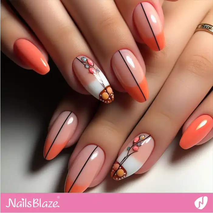 Peach Fuzz French Manicure Geometric Design | Color of the Year 2024 - NB1918